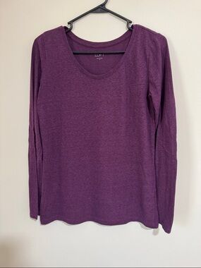 LOFT Plum Scoop Neck Long Sleeve Top